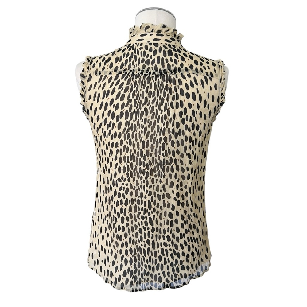 J. Crew Silk Leopard Animal Print Ruffle Blouse Cream Ivory Tan Black Sz 6 - Picture 11 of 17